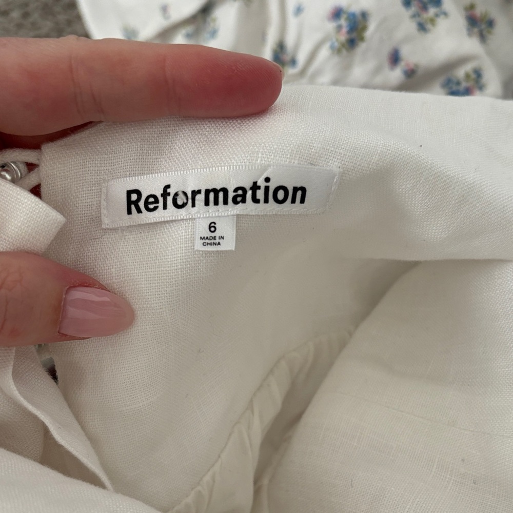 Reformation Bucatini Linen Midi Dress White Size 6 - Picture 3 of 5